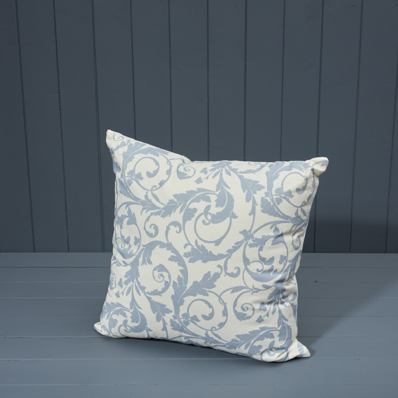 Pale Blue and Cream Patterned Cushion detail page